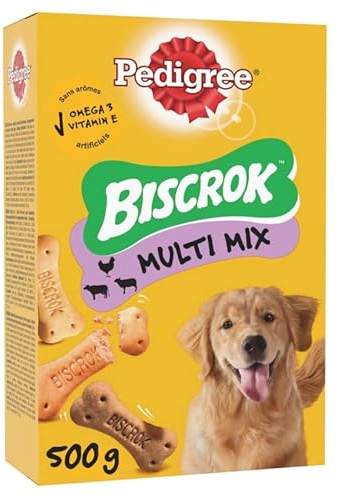 Biscrok, scatola per biscotti per cani, 500 g, confezione da 4