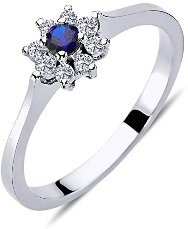 Diamant Saphir Entourage Ring ?n 14 Karat Weißgold