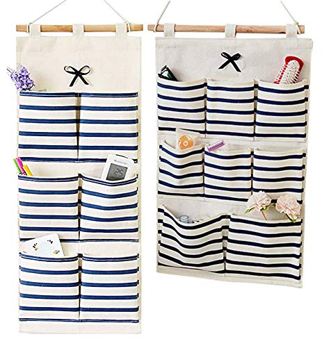 Ylinwtech 2 Piezas Bolsa de Almacenamiento Pared,Organizador Colgante,Bolsa de Almacenamiento Montada,con 6 Bolsillos y 8 Bolsillos,para Dormitorio,Cuarto de Baño,Armario,Cocina