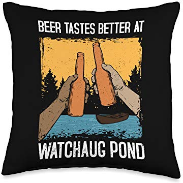 Watchaug Pond Lake Life Beer Tastes Better At The Lake Throw Pillow