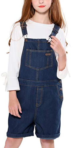 maoo garden Bambina Denim Salopette Bambini Cotone Leggero Salopette Estate Tuta Pagliaccetto Scuro 9-10 Anni