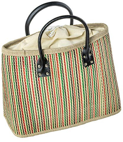 LaFiore24 Einkaufstasche Shopper Henkeltasche Korb Handtasche Allzwecktasche Mehrfarbig Gestreift