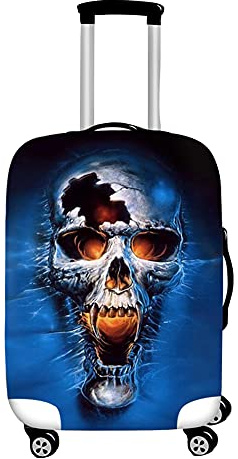 Surwin 3D Reise Kofferschutzhülle Waschbare Reisetasche Kofferbezug Elastisch Kofferhülle Gepäck Cover Reisekoffer Hülle Schutz Bezug Schutzhülle (Blauer Geist,XL (30-32 Zoll))