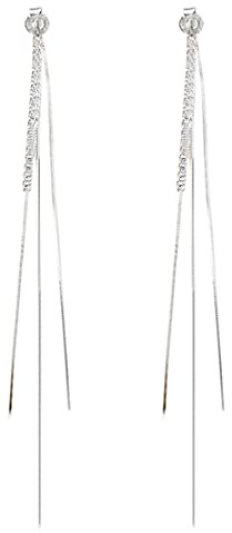 SLUYNZ 925 Sterling Silber CZ Tropfen Ohrringe Kette Quaste für Frauen Damen Lange Ohrringe Kette mit Schlangenkette Rücken