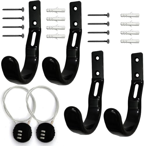 ATFLBOX Gewehrhalter mit Schloss & Vollabdeckung Gummihaken | 4 Stück Waffengehänge & Haken, Sichere Wandhalterung für Gewehr, Schrotflinte & Bogen