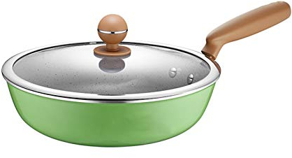 Liudan Padella 28 cm frittura Padella Non Bastone, Padella con Coperchio, Manico ergonomico, Lega di Alluminio, Padella Superior Adatta per Tutte Le Stufa (Rosso) Padella Antiaderente (Color : Green)