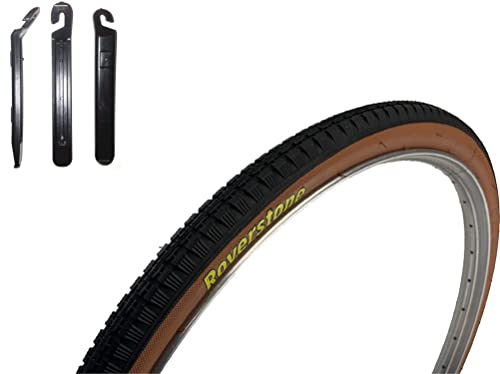 1 x Roverstone 28 Fahrradreifen Schwarz/Braun 40-635 (28 x1 1/2) inkl. maxxi4you Reifenheber