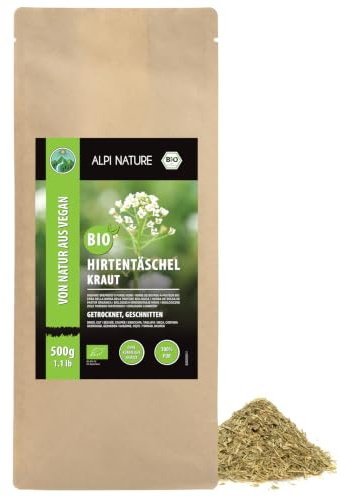 Alpi Nature Bolsa de Pastor Té Orgánico 500g, Hierba de Bolsa de Pastor Cortada, Té de Hojas Sueltas | Bolsa de pastor té suelto, té suelto para hacer té, té de hierbas seco