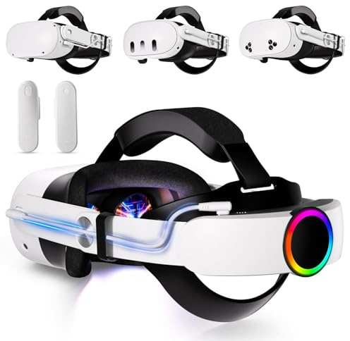 Lunriwis Saqico - Correa para la cabeza con batería para Oculus Quest 2, batería de 10000 mAh que prolonga el tiempo de reproducción de 8 horas, carga rápida, correa ajustable de élite accesorios de