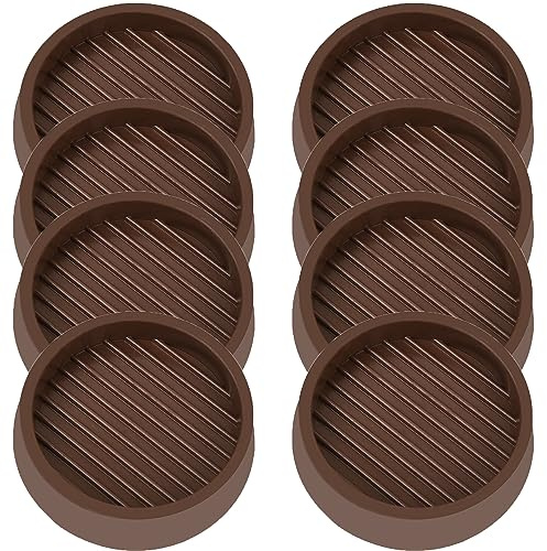 VOCOMO 3X3 Round Rubber Caster Cups, Non Slip Furniture Pads, Anti-Slip Gripper, Anti Skid Furniture Feet, Anti Slide Floor Protector for Bed Couch Table Chair Stoppers - Brown, 8 Pack