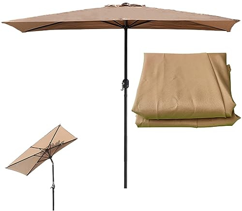 REALN Demi Parasol Balcon Parasol de Jardin de 2x1m, Parasol déporté de Terrasse Extérieure, Toile Rechange Parasol, Dessus de Parasol à 5 Baleines (Color : Khaki)