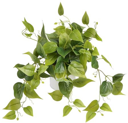Sour Lemon Künstliche Pflanzen Scindapsus Aureus mit Kunststofftopf Realistische Kunstpflanzen für Home Office Regal Indoor Outdoor (1 Pack)