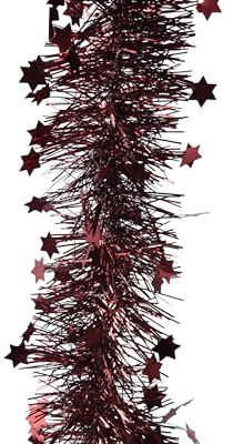 Decoris Weihnachtsgirlande 2,7m x 9cm mit Sternen - Lametta Girlande - Sternengirlande Lametta guirlande PVC d9l270 cm obld kerst- Ochsenblut