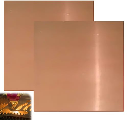 Kupferplatten, 2 Stück 99% Reines Kupferblech Dicke 0.5mm, Rot Kupferblech, DIY Kupfer Metallplatte für Metallhandwerk, Schmuckherstellung, Leiterplattendruck und Mehr(150 mm x 150 mm x 0.5 mm)