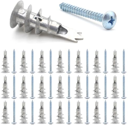 30 Piezas Tacos Pladur 3 Puntas Tornillos y Tacos para Placas de Yeso Tornillos Pladur para Escayola sin Perforación Previa