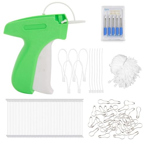 PLATEYTR Etikettierpistole Anzug-Anwendbar auf Kleidung Preisschilder, Textiletiketten Namensetiketten für Kleidung. Mit 5 Ersatznadeln+1000 Heftfäden+100 Etiketten Seil+100 U-förmige Nadel+Anleitung