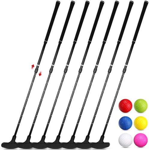 Wettarn 6 Set Mini Golf Putters with 6 Balls Adjustable,Blcak