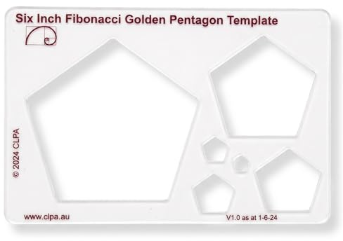 Fibonacci 6 Pentagon Drawing Template, Golden Ratio Stencil