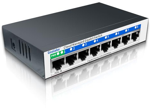 Goalake Switch Ethernet Gigabit 8 porte RJ45 Metallico 10/100/1000 Mbps, ideale per espandere la rete cablata per le PMI e gli uffici domestici