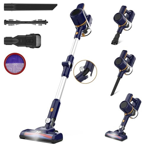 Générique Aspirateur Balai sans Fil 20000Pa Pliable - 40Min Autonomie, 6 en 1 sans Sac Léger Silencieux pour Sol Dur, Tapis, Poils d'animaux et Voiture