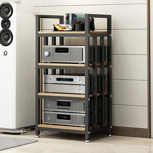 Tocadiscos de Vinilo Stand, soporte para discos de vinilo, Mueble para Discos Estanteria CDs, mesa de tocadiscos soporte para discos de vinilo para sala de estar, oficina, dormitorio(Black brown,50x40