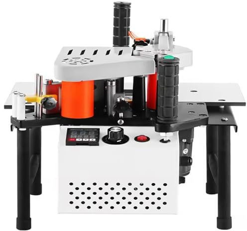 HNBYLMM Máquina de Bandas de Cantos portátil, Banda de Cantos para carpintería para líneas Rectas y Curvas, con Recipiente de 1000 ml, Velocidad Ajustable de 2 a 6 m/min, para fabricación de Muebles