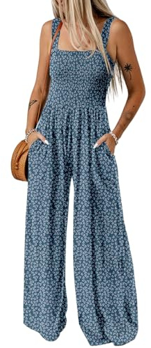 Dokotoo Tuta Donna Estiva Floreale Salopette Elegante Cerimonia Completo Cerimonia Larga Pantaloni Senza Maniche Tailleur Lungo Jumpsuit