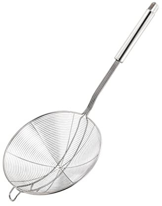 Cabilock Cucharón Colador De Acero Inoxidable 16 Cm, Colador Para Ollas Calientes Con Doble Gancho, Espumadera Para Pasta y Fideos, Mango Resistente Al Calor, Uso Cocina y Fritura