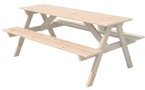 Endorphin Kinder-Picknicktisch aus Kiefernholz 117 cm lang | Picknickbank für Kinder, wetterfester Kindertisch, Outdoor, kammergetrocknet, PEFC, robuster Gartentisch