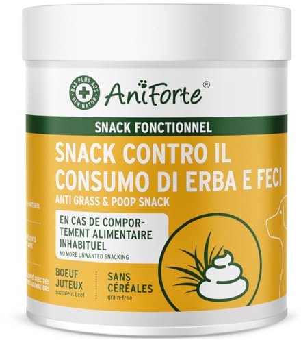 AniForte Snack per erba e feci mangiare 300g per cani - lenisce lo stomaco, biscotti per cani, con terra curativa, corteccia di olmo, psillio e prebiotici, 100% naturale, calma