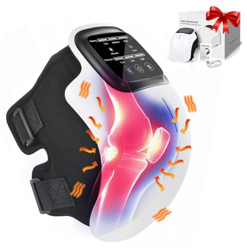 Knie Massagegerät, kabelloses KnieMassagegerät mit InfrarotHeizung, 48 cm Klettverschluss, Vibrationsmassage, Touchscreen-LED, Typ-C Ladeanschluss, Linderung von Knieschmerzen für Vatertag​