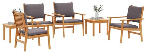 vidaXL Gartensofa-Set 6 pcs Braun Massivholz Akazie, Garten und Terrasse, Moderne Gartenmöbel, rechteckiges Sofa, wetterfestes Set, Balkon Lounge, langlebige Sitzgelegenheiten