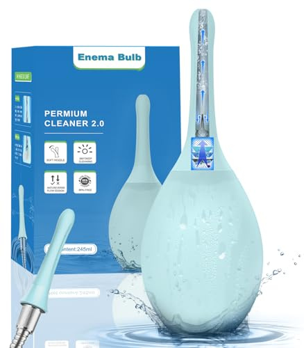 PropoDusche Douche anale Lavement Nettoyage intestinal Femme Monsieur - Douche anale 245 ml Irrigateur Intestinal Anti-retour et filtre Enema Peut être connecté à un tuyau de douche (Bleu)