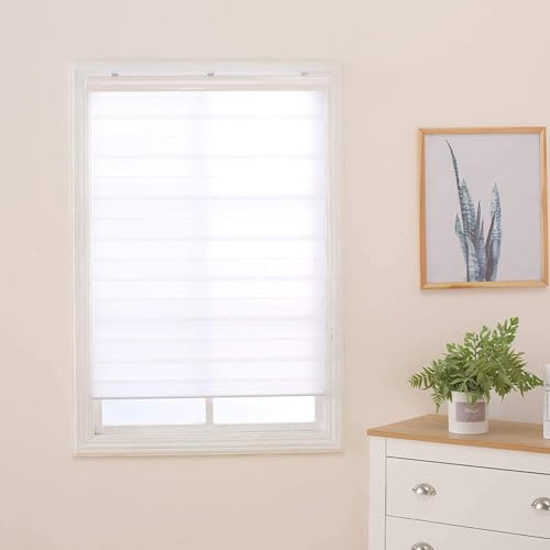 Doppelrollo Klemmfix Ohne Bohren 60cm x 160cm Duo Rollo, Zebrarollo Seitenzugrollo Easyfix für Fenster & Türen - Weiß