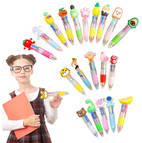 Penne Multicolore,20pcs Regalini Fine Festa Compleanno Natale,Mini Penna Multicolore 4 Colori,Colorate Penne a Sfera,Colorate Penne a Sfera Retrattile,Penne Multicolores Bambini,Gadget Compleanno
