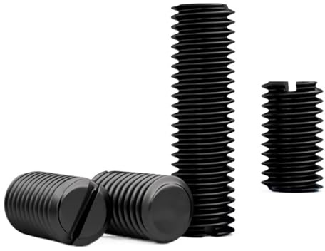 Supkancl 50/100/200 Stück M2 M2.5 M3 M4 M5 M6 M8 Kopflose Stellschraube mit Flacher Spitze aus Kohlenstoffstahl mit Schlitz Madenschraube(M2.5x4mm-200Pcs)