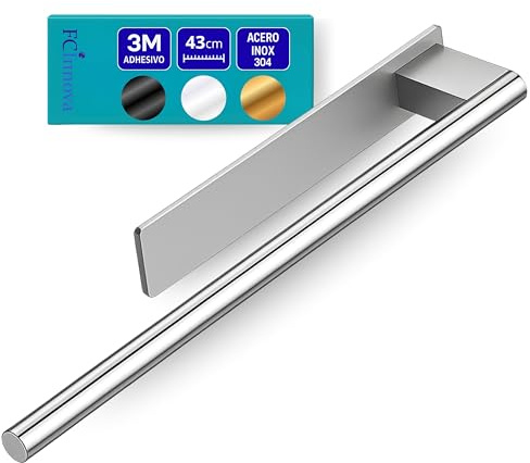 Toallero Adhesivo Baño sin Taladro de 43cm Fabricado en Acero Cepillado Inoxidable 304 Resistente a la Humedad y al oxido Toallero sin Taladro de Facil Instalación y Fuerte fiajación Adhesiva 3M