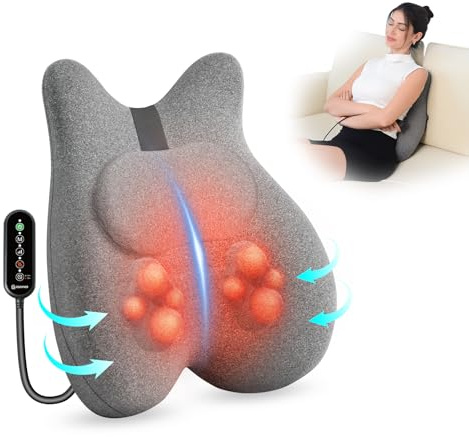 COMFIER Back Massager for Pain Relief, Memory Foam Lumbar Support Cushion with Shiatsu Massage, Ergonomic Back Massager with Graphene Heat, Neck Massager Gifts for Women