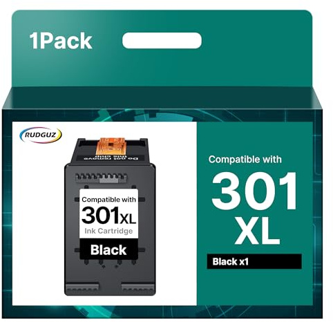 301 XL Nero Cartuccia d'inchiostro per HP 301 XL per HP 301 nero per Envy 4500 4504 5530 5532 5534 DeskJet 2540 2548 1510 2050 3050 1050 Officejet 4630 2620 2622 Stampante multifunzione (Nero, 1-Pack)