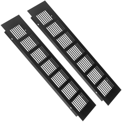 QWORK® 2 pezzi griglie di ventilazione in alluminio, griglie areazione, per armadi, porte del bagno, 8X30 CM,nero