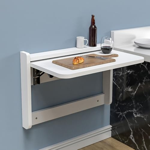 SMELEDFCFK Scrivania Galleggiante Pieghevole Tavolo da Parete Tavolo Pieghevole in Legno Tavolino A Muro Piccola Tavolo da Lavoro Pieghevole Tavolo da Pranzo Sospeso(White)