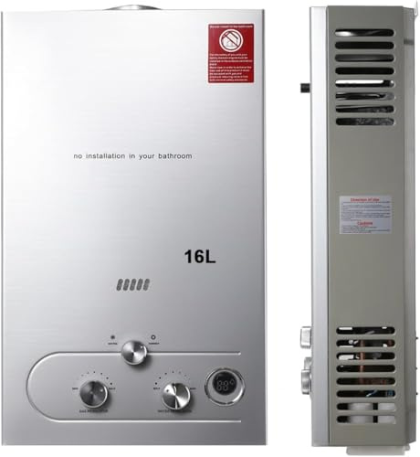 LPG Water Heater Propane Gas Water Heater Portable Instant Gas Boiler Tankless Camping Shower Sliver
