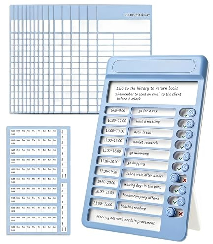 NiceNaiils 1 Pcs Tablero de Lista de Verificacións,tablero de lista de verificación de tareas pendientes con 15 Cartulinas, para niños adultos programar recordatorio de planificación(Azul)