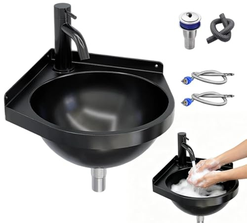 Lavabo per bagno, angolare con rubinetto in acciaio , ad angolo per casa, ingresso, lavanderia, giardino, patio, appartamento, bagno, ripostiglio, ripostiglio