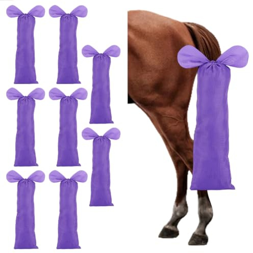 AHANDMAKER 8Pcs Horse Mane Bags 15.94 x 3.94 Inches Horse Mane Guard Protectors Holder Cover Bags for Braiding and Wind Protection, Prevents Tangles, Rubbing Out and Breakage (Purple)
