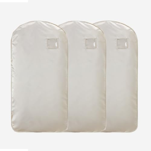 Reseväska for Kläder med Fickor, Klädskydd med Dragkedja på Sidan | Tillverkad av Satintyg, Lämplig for Kostymer, Klänningar, Rockar, Aftonklänningar och Smokingar(Beige-FLAT,110cm/43.3in)