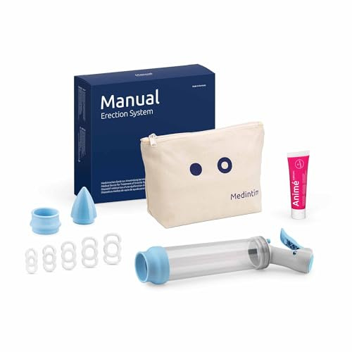 Medintim Manual MES - Pompe à pénis manuelle Premium pour érection - Rééducation pénienne - Création & Maintien de l'érection - 5 Anneaux - Système Vacuum - Pompe à vide - Dispositif Médical CE
