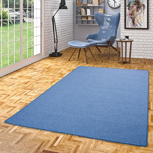 Snapstyle Feinschlingen Velour Teppich Strong Blau, Größe:140x200 cm