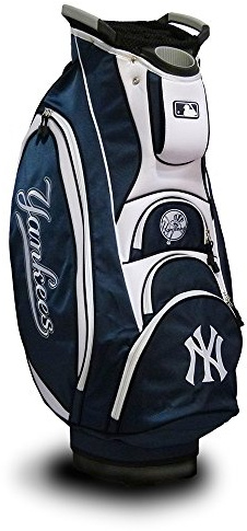 Team Golf MLB New York Yankees Victory Golf Cart Bag, 10-way Top with Integrated Dual Handle & External Putter Well, Cooler Pocket, Padded Strap, Umbrella Holder & Removable Rain Hood