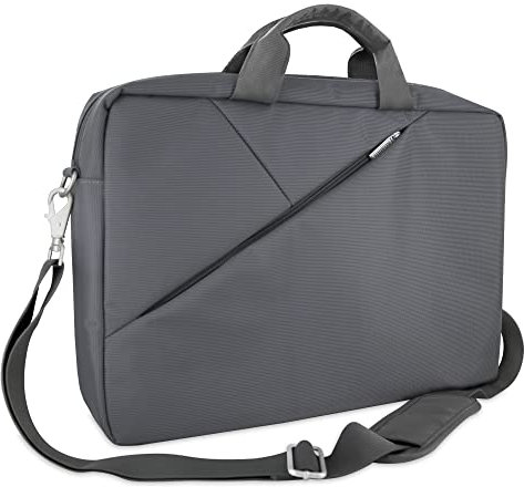 Atlantis Borsa notebook 15.6 pollici a tracolla modello L77, imbottitura interna, vano porta documenti, tasca esterna per accessori, fascia per aggancio Trolley Cinghia a tracolla, colore grigio.